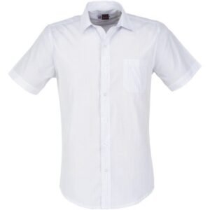 Mens Short Sleeve Huntington Shirt - White Light Blue